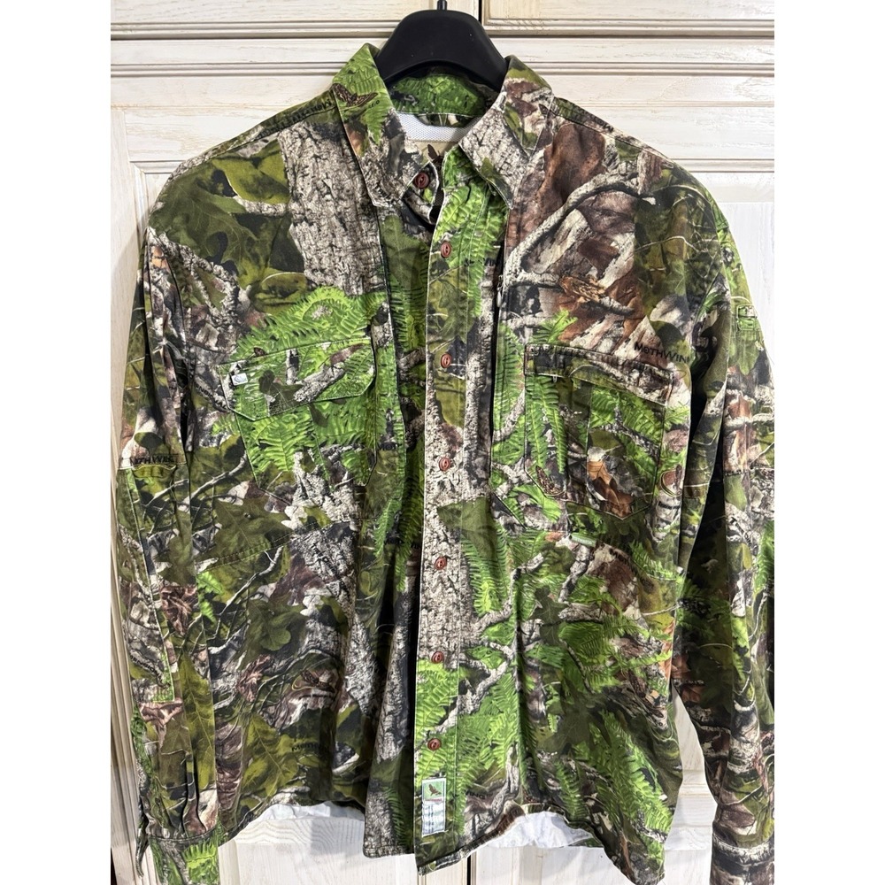 Mothwing Camo Button Down Shirt Mens XL Heavy Duty Vented Hunting